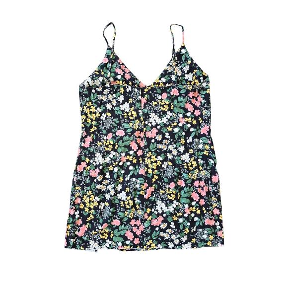 Reformation Marlowe Mini Slip Dress Black Ditsy Floral V-Neck Size Large - Picture 2 of 4